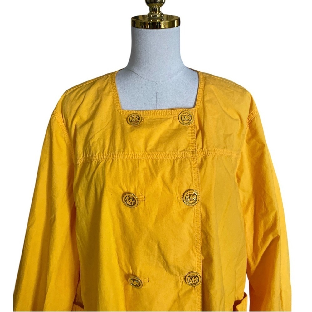 Michael Kors Yellow Double-Breasted Womens 100% Cotton Jacket Size 2X Lagenlook - Picture 5 of 9